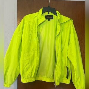 Women's windbreaker jacket with hood. Size small, lime green, new with tags